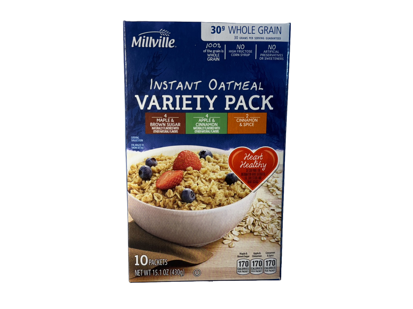 Millville Variety Pack Instant Oatmeal, 10 count