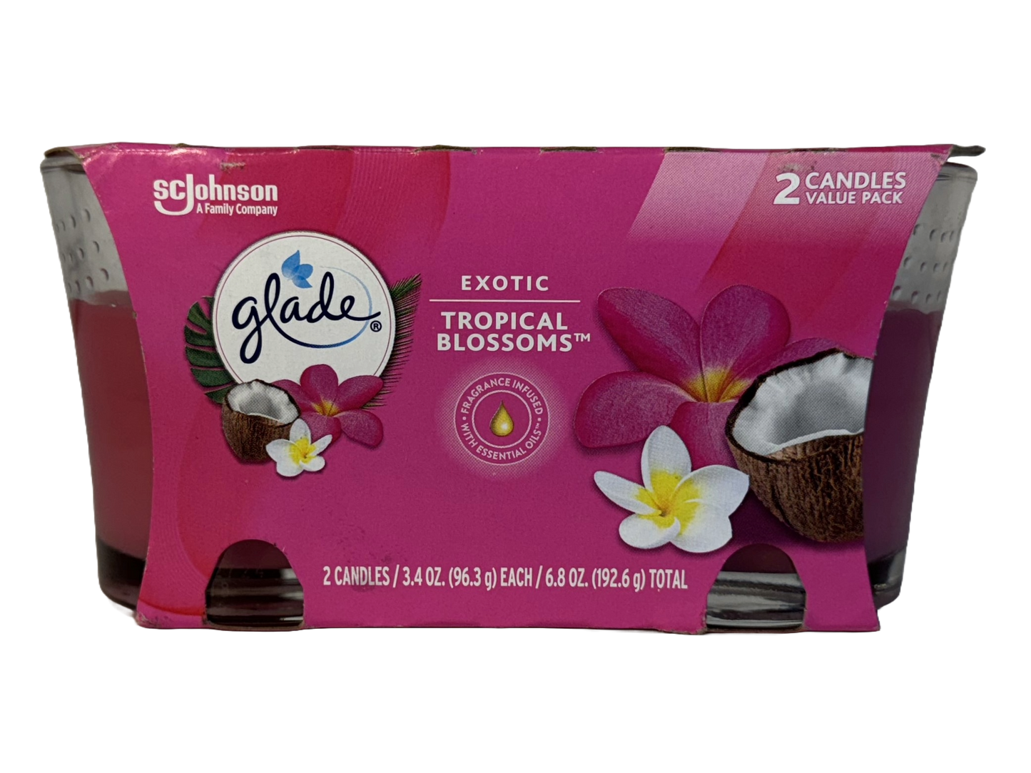 Glade Candle Infused With Essential Oils Tropical Blossom, 2 count