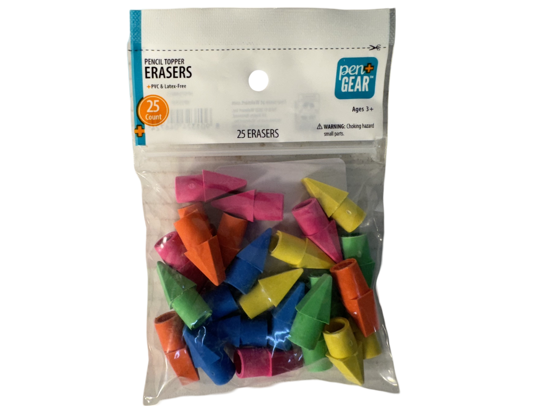 Pen+Gear Pencil Topper Erasers, 25 count