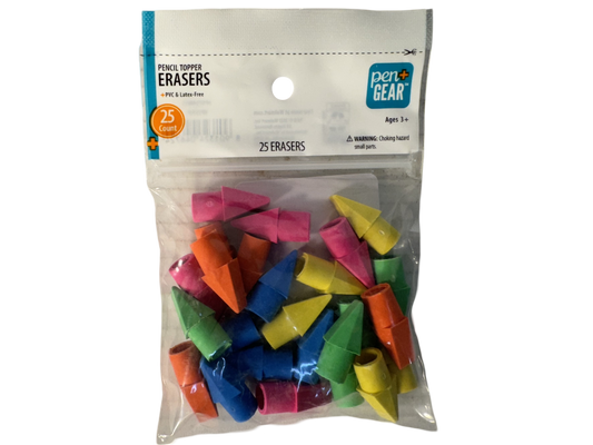 Pen+Gear Pencil Topper Erasers, 25 count