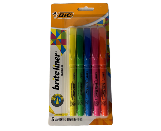 BIC Brite Liner Highlighters, 5 count