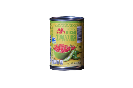 Casa Mamita Diced Tomatoes with green chilies, 10 oz