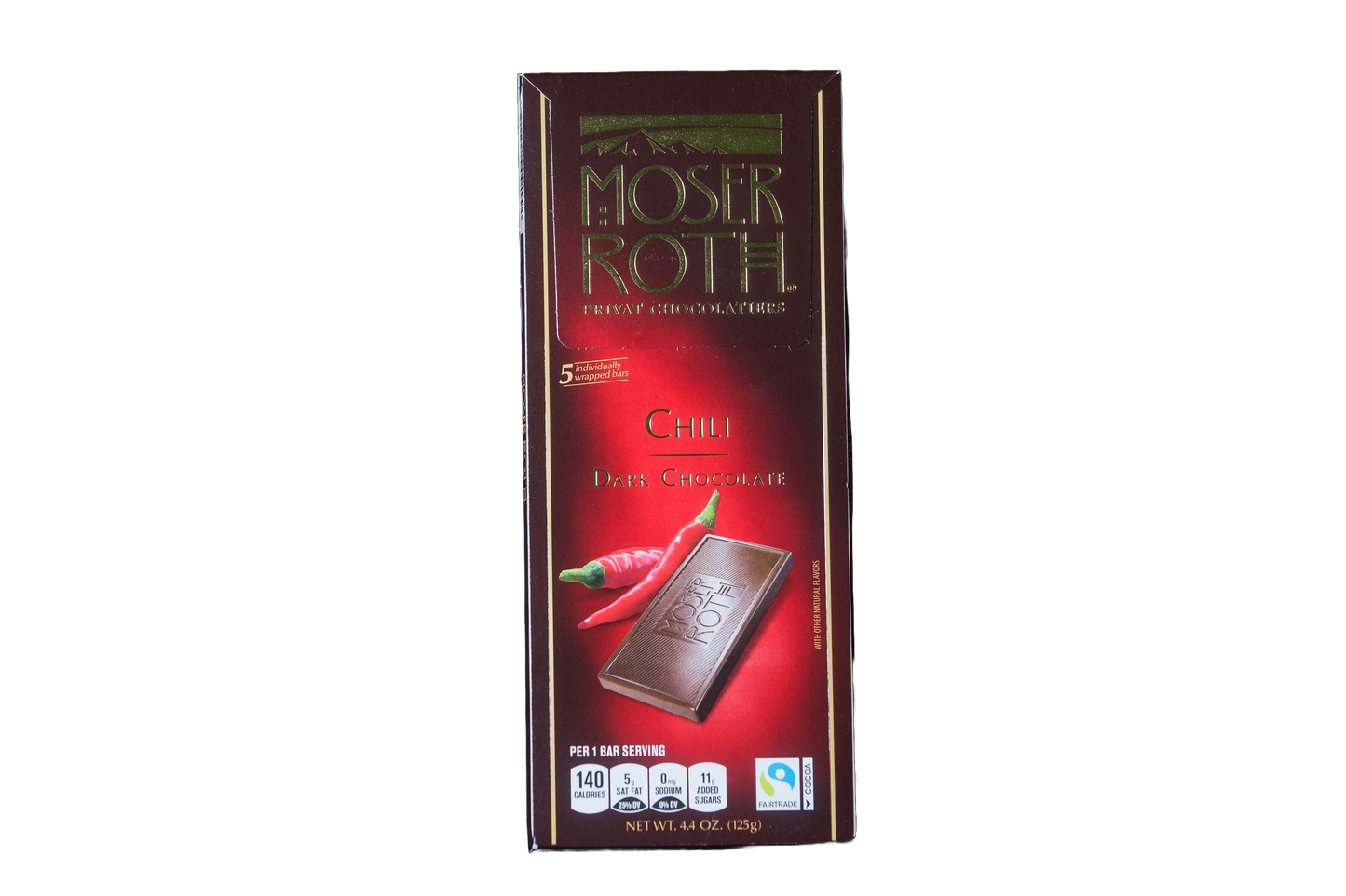 Moser Roth Chili Dark Chocolate Bar, 4.4 oz