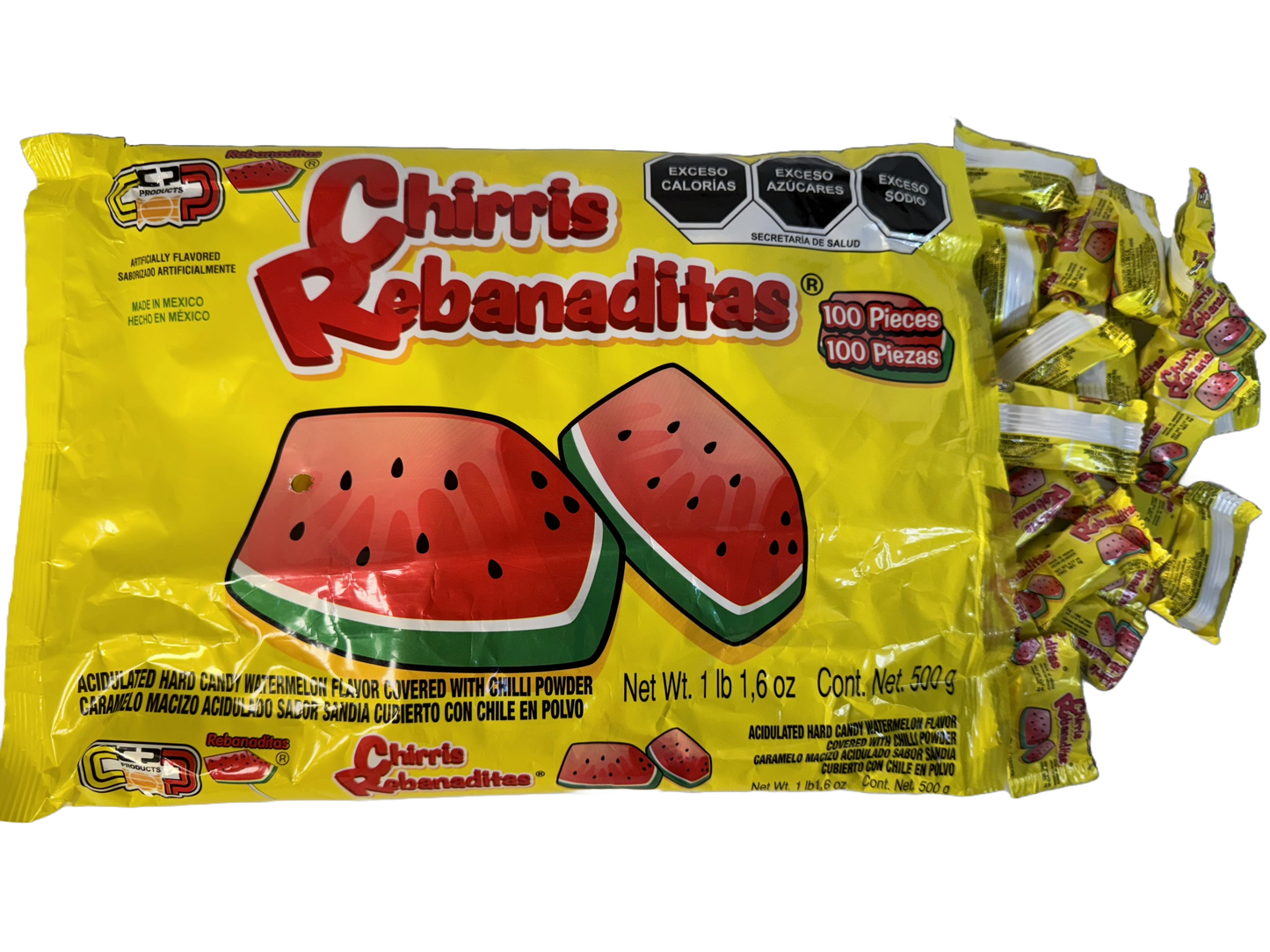 Chirris Rebanaditas Watermelon Flavor Mexican Candy, 100 pieces