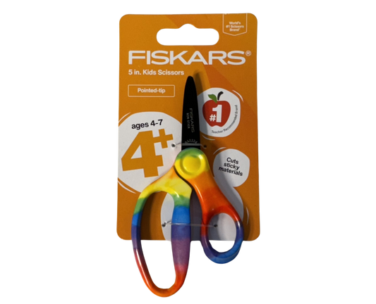 Fiskars 5" Pointed Kids Scissors For Ages 4-7, Rainbow