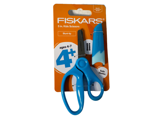 Fiskars 5" Blunt Tip Kids Scissors For Ages 4-7 With Eraser Sheath, Turquoise