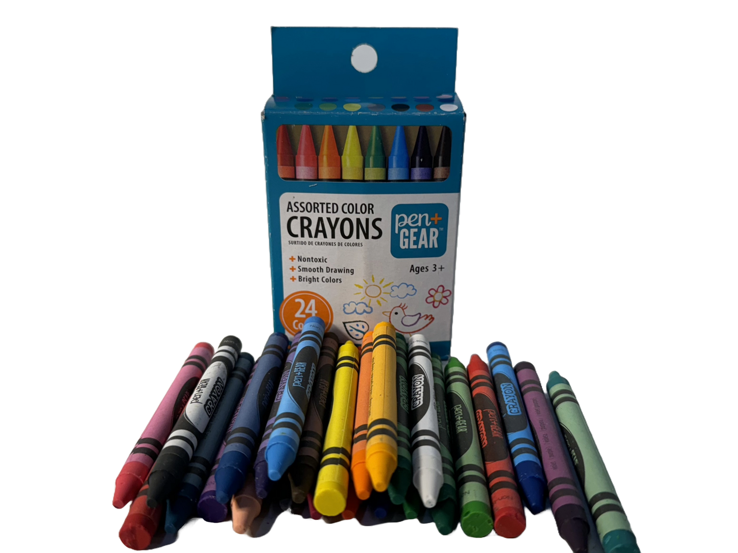 Pen+Gear Assorted Color Crayons, 24 count