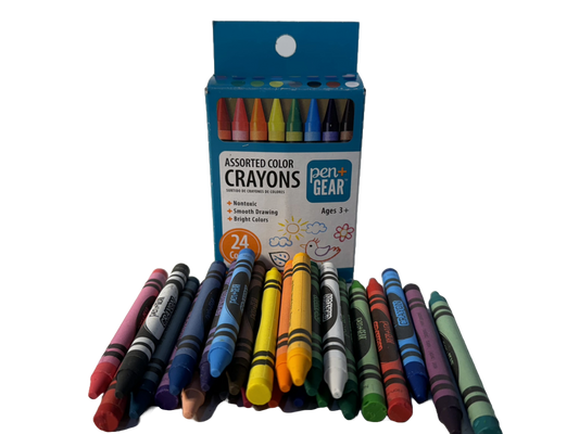 Pen+Gear Assorted Color Crayons, 24 count