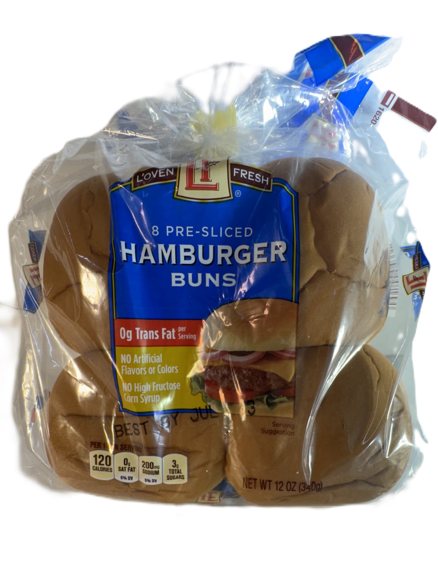 L'oven Fresh Pre Sliced Hamburger Buns, 8 count