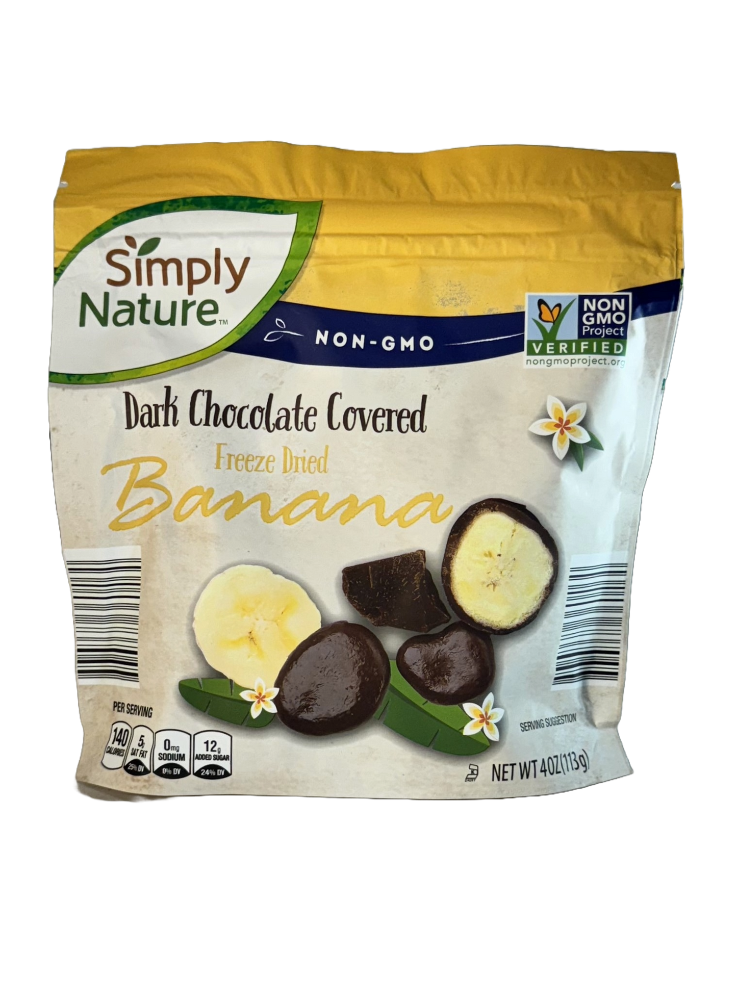 Simply Nature Dark Chocolate Covered Freeze Dried Bananas, 4 oz