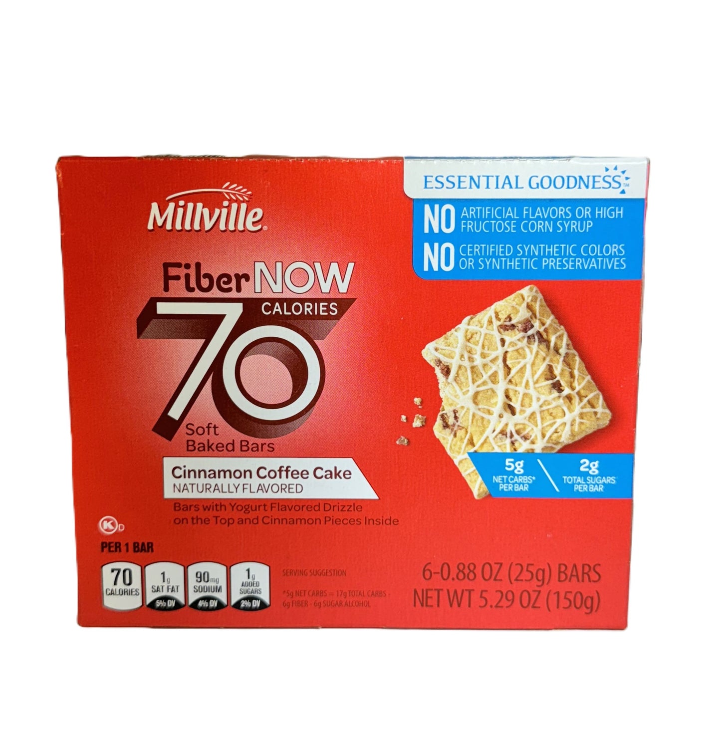 Millville Fiber Now 70 Calorie Cinnamon Coffee Cake Bars, 6 bars