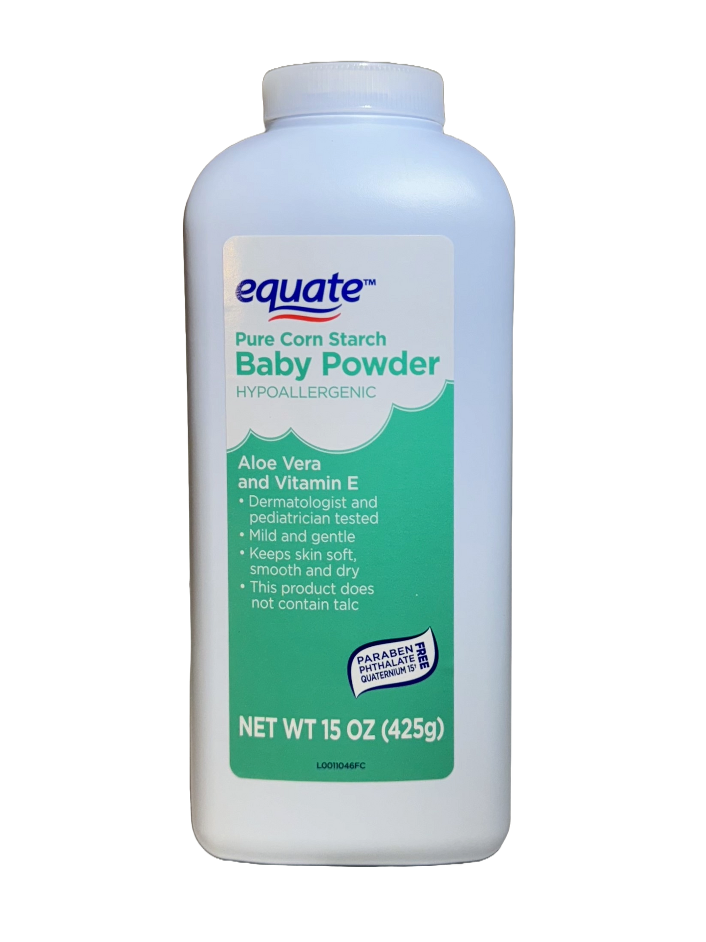 Equate Pure Corn Starch Baby Powder, 15 oz