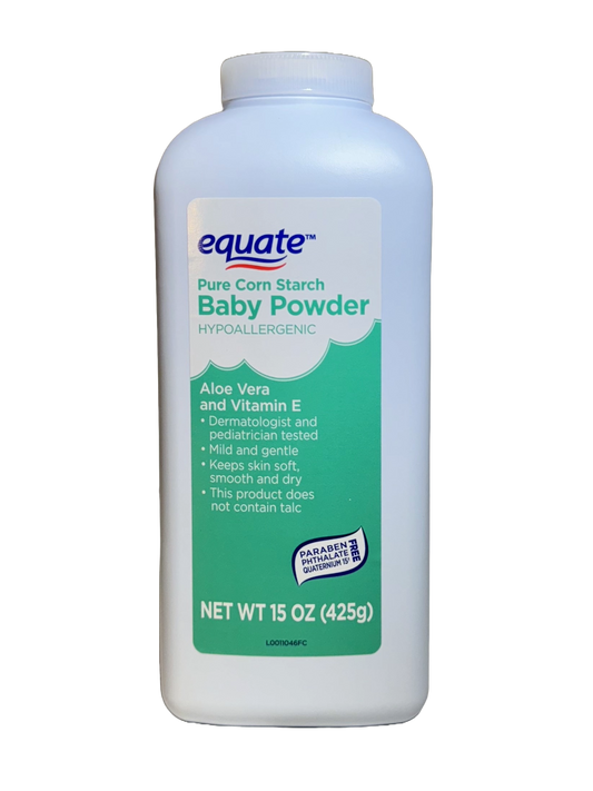 Equate Pure Corn Starch Baby Powder, 15 oz