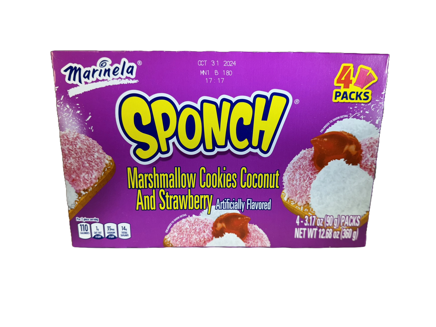 Marinela Sponch Marshmallow Cookies With Coconut And Strawberry, 12.68 oz