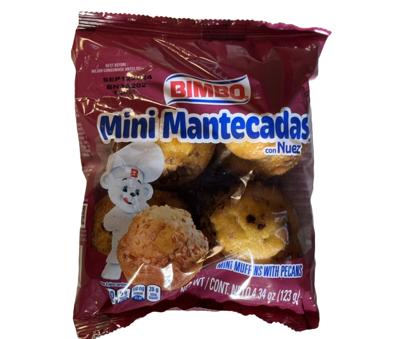 Bimbo Mantecadas Mini Vanilla Muffins With Pecans, 4.34 oz