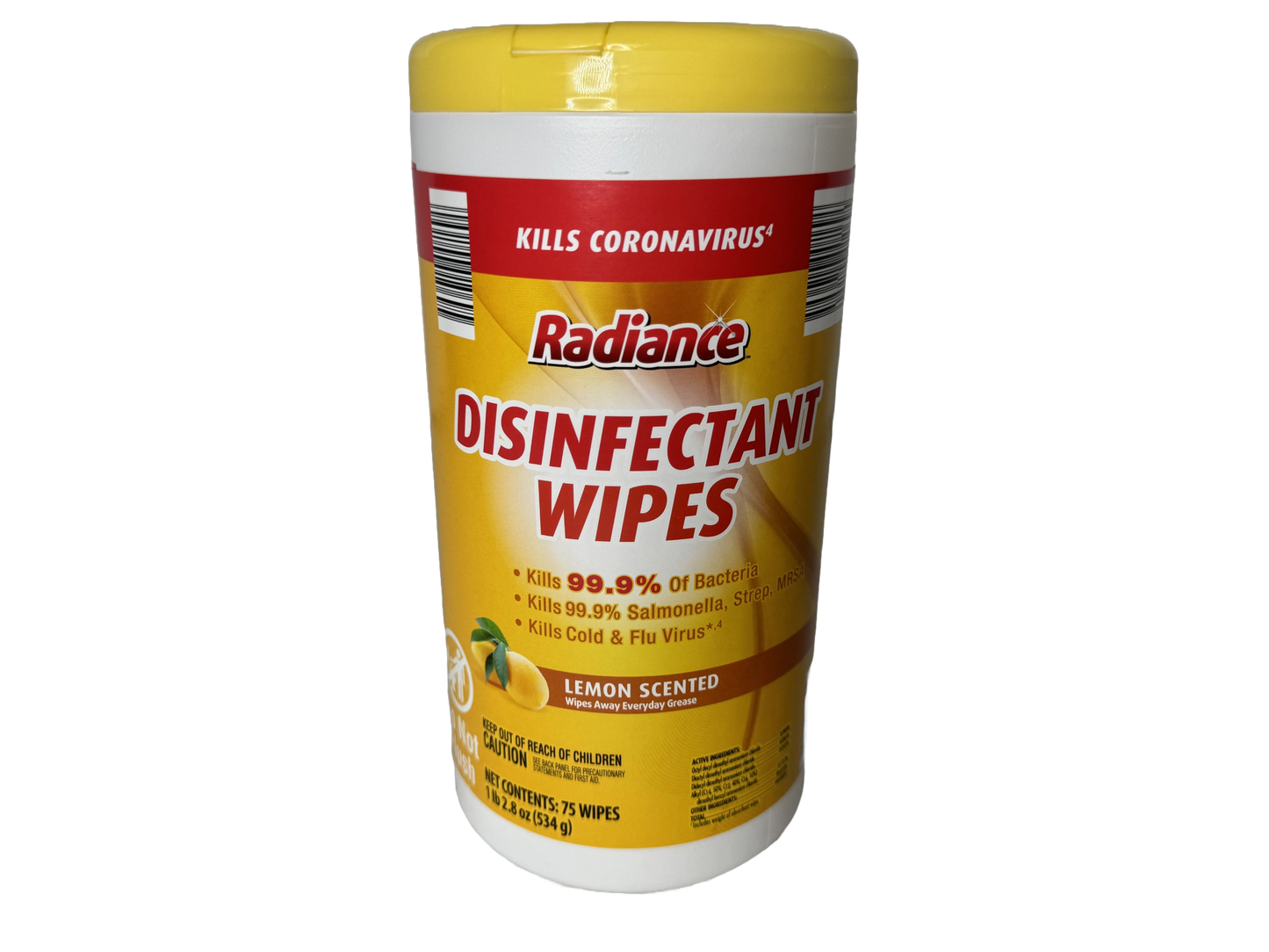 Radiance Lemon Disinfectant Wipes, 75 Wipes