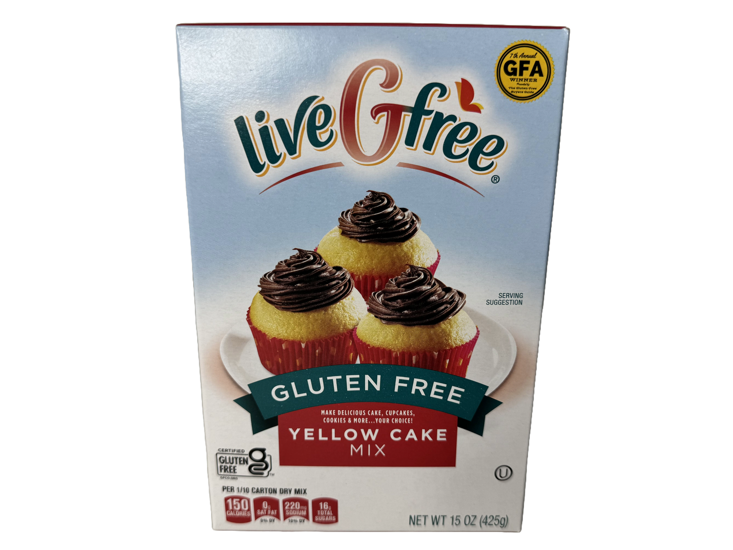 LiveGfree Gluten Free Yellow Cake Mix, 15 oz