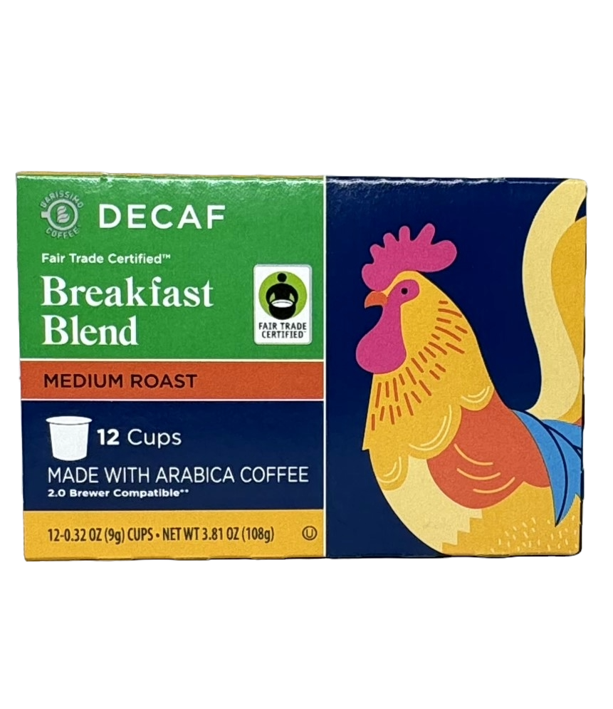 Barissimo Decaf Breakfast Blend Medium Roast Coffee, 12 count/ 3.81 oz