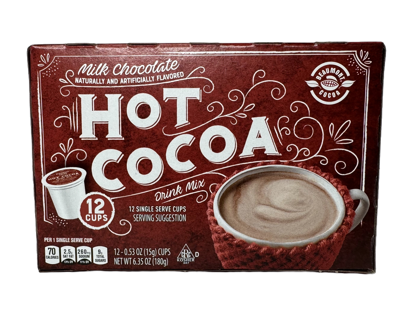 Beaumont Milk Chocolate Hot Cocoa Single Serve, 12 cups/ 6.35 oz