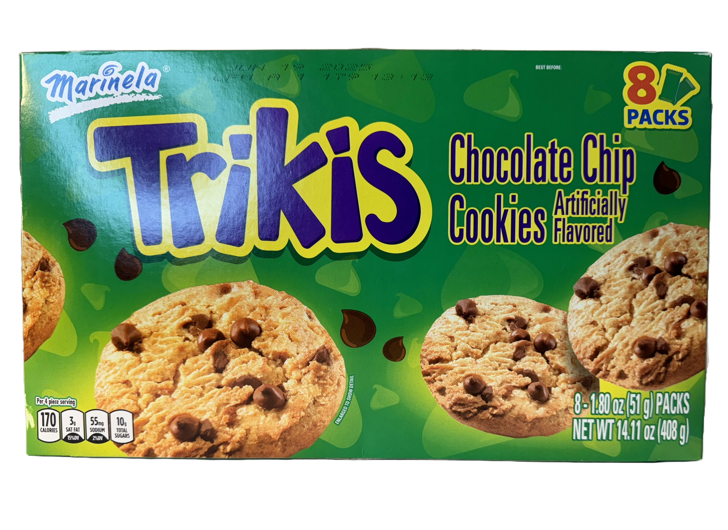 Marinela Trikis Chocolate Chip Cookies, 8 Pack/ 14.11 oz