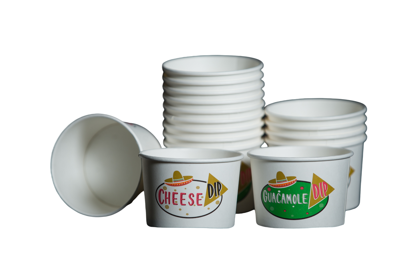 8 oz squat CUP paper cheese/guacamole design