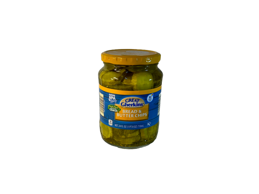 Great Gherkins Sweet Bread and Butter Pickle Chips, 34 fl oz